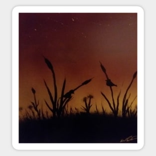 Birds at sunset on the reeds Sticker